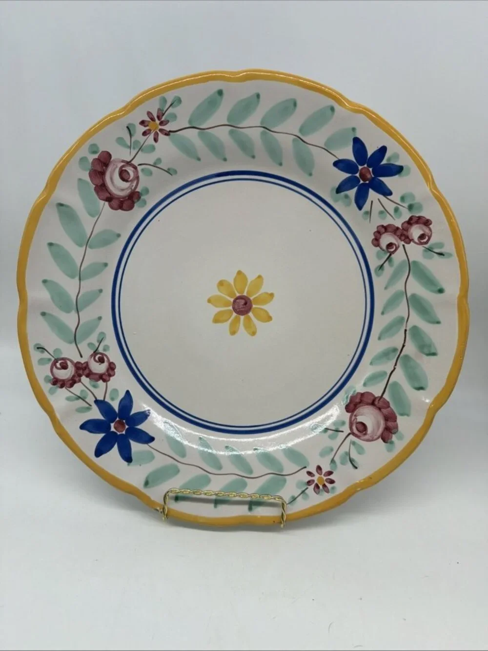 Solimene Vietri 13” Platter Ceramiche Artistica Italy Chop Plate Yellow Floral